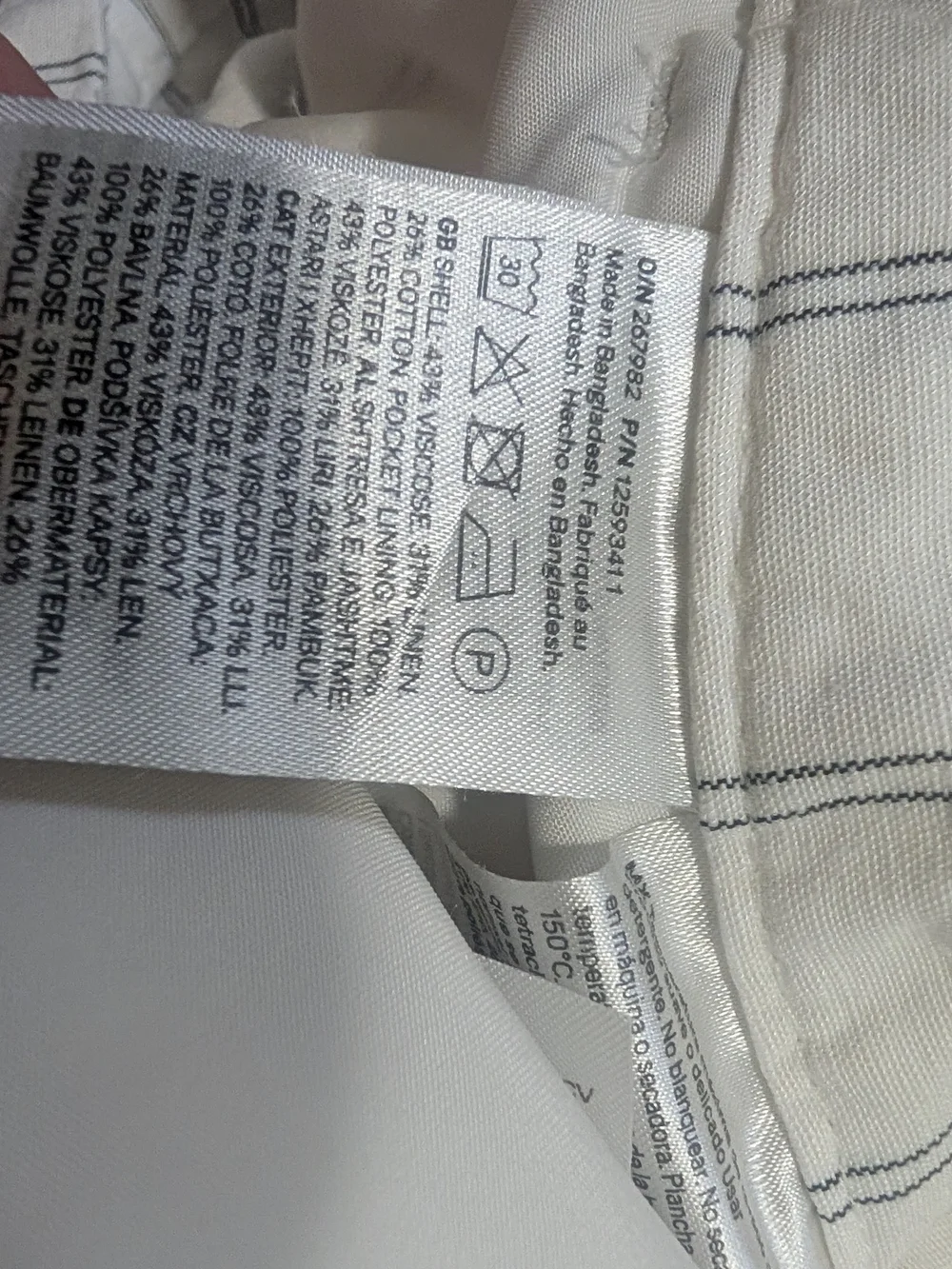 H&M Linen Blend Pinstripe Wide Leg Trousers Coastal Minimalist Tailored Chic
